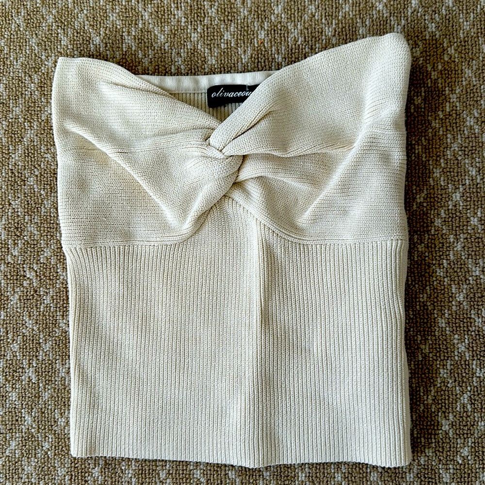 Olivaceous Laken Top, Size Small, Cream, NWT